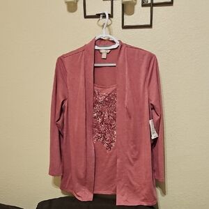 White Stag Rose Open Front Cardigan